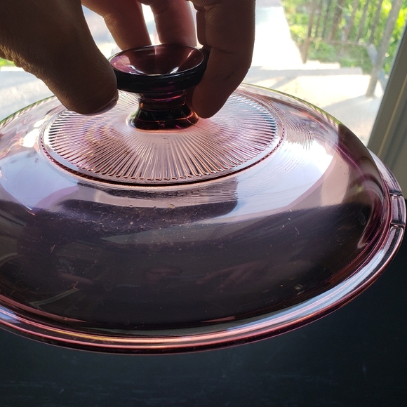 Vintage Pyrex/Corning #27/V2/5Cup Cranberry Purple Glass Cookware Lid Only - Picture 11 of 14